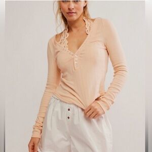 NWT Free People Coffee Chat Long-Sleeve Top Size Small